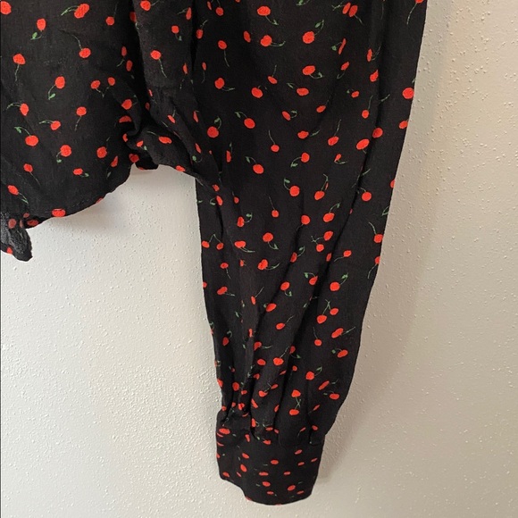 Free People Black Blouse with Red Cherries - Picture 9 of 16